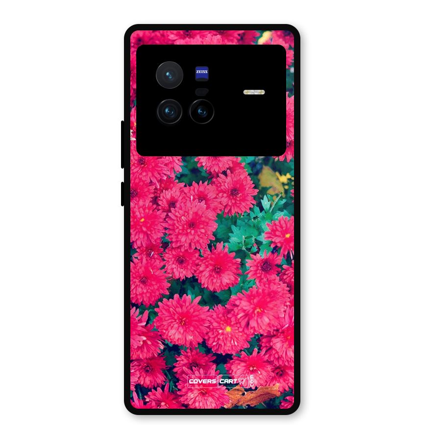 Pink Flowers Metal Back Case for Vivo X80