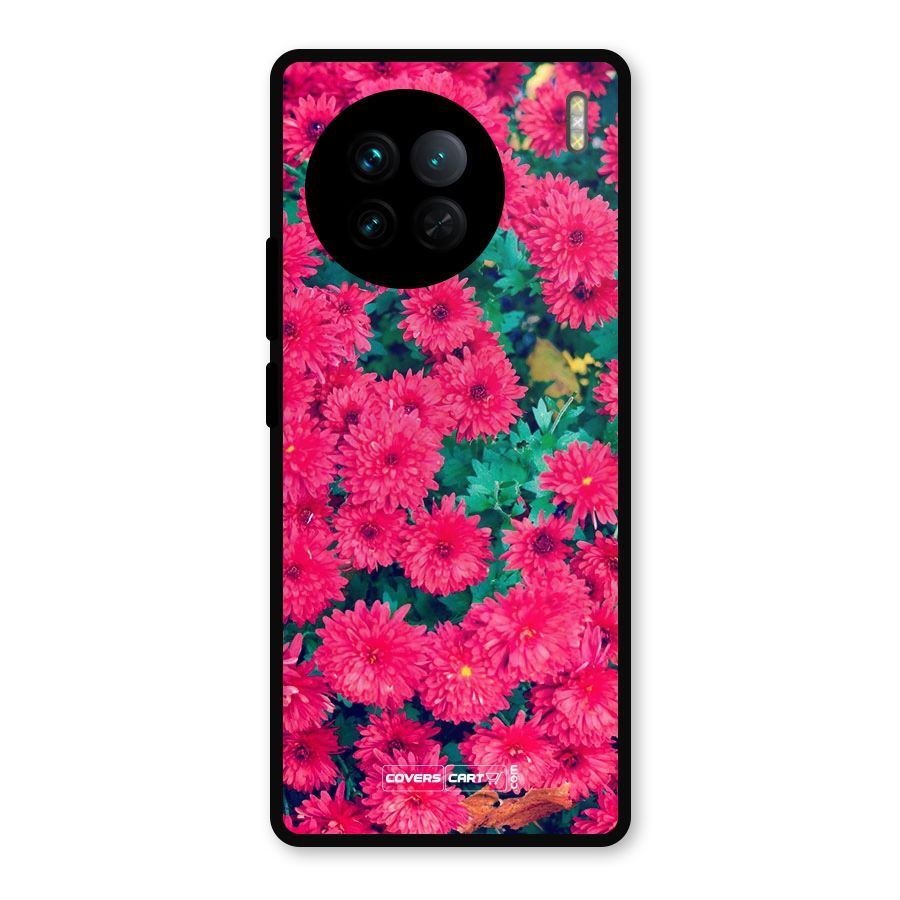 Pink Flowers Metal Back Case for Vivo X90