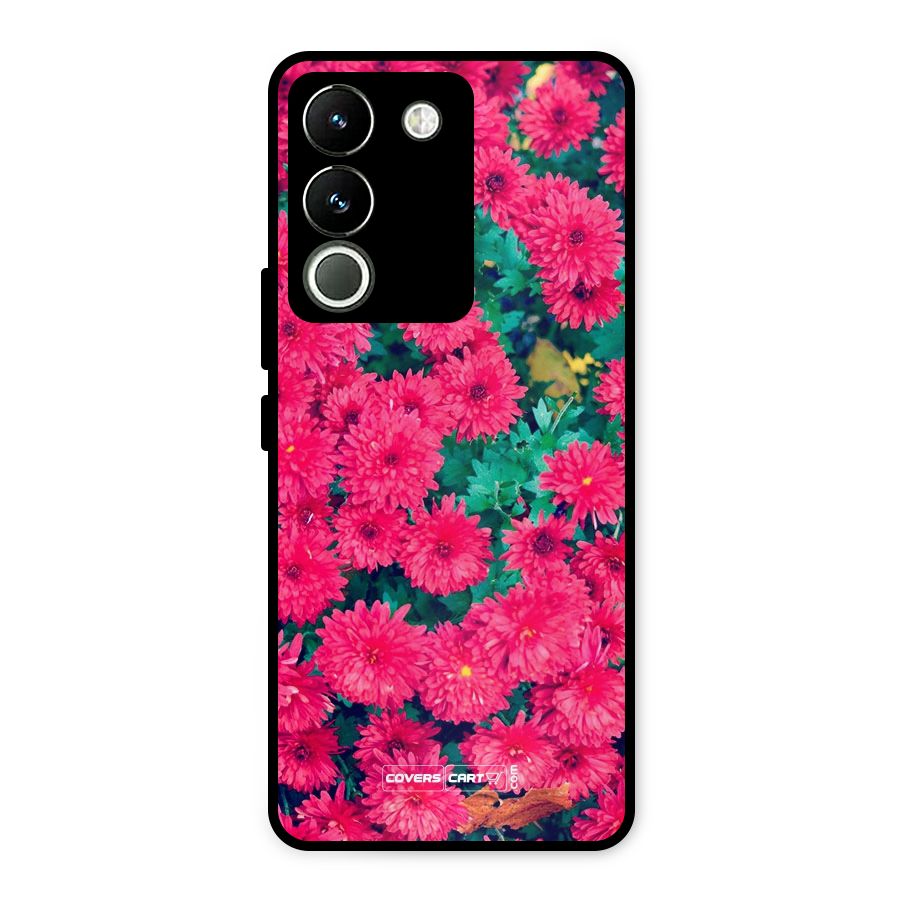 Pink Flowers Metal Back Case for Vivo Y200