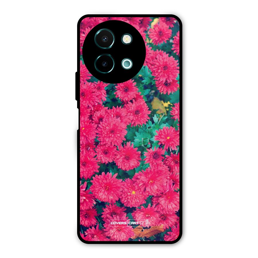Pink Flowers Metal Back Case for Vivo Y58