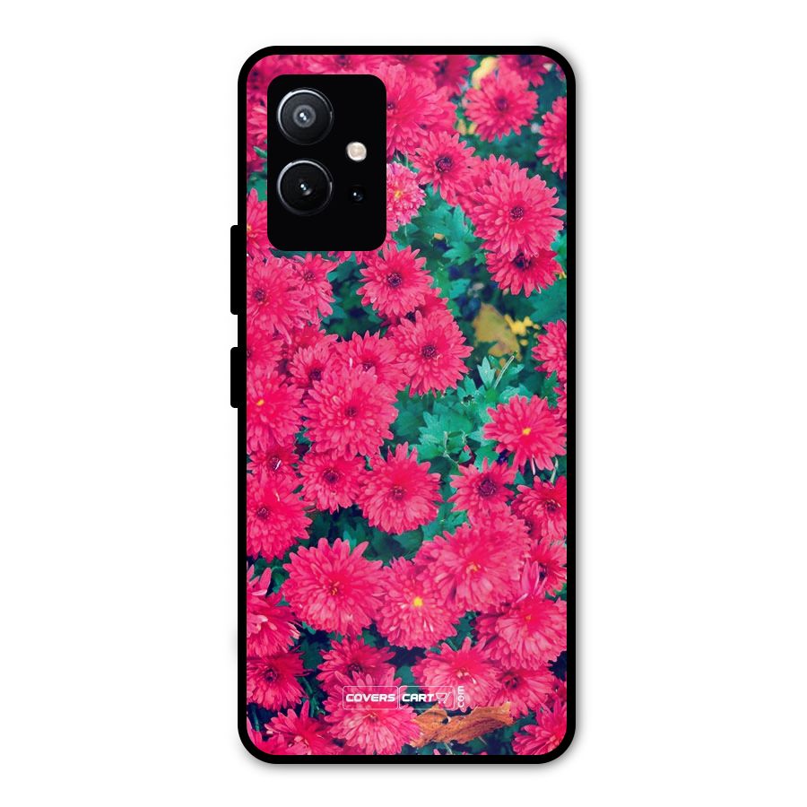 Pink Flowers Metal Back Case for Vivo Y75 5G