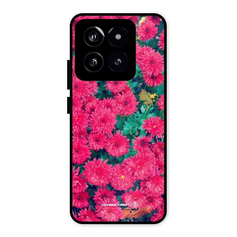 Pink Flowers Metal Back Case for Xiaomi 14