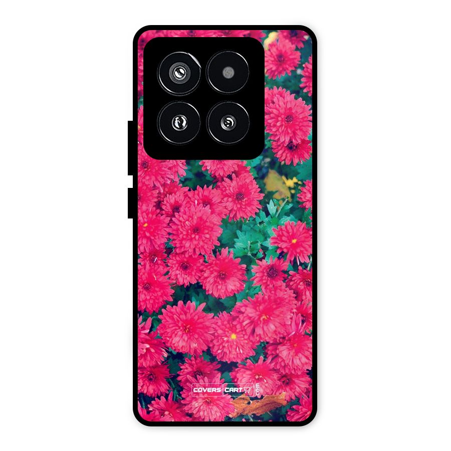 Pink Flowers Metal Back Case for Xiaomi 14 Pro