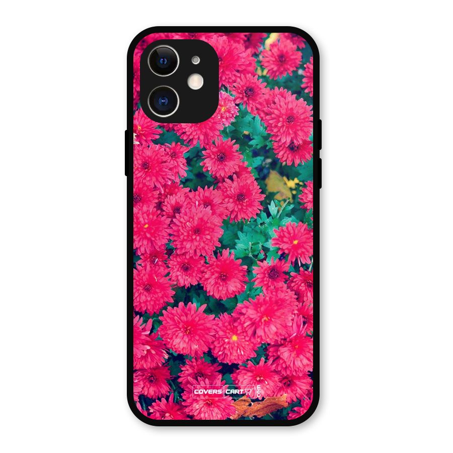 Pink Flowers Metal Back Case for iPhone 12