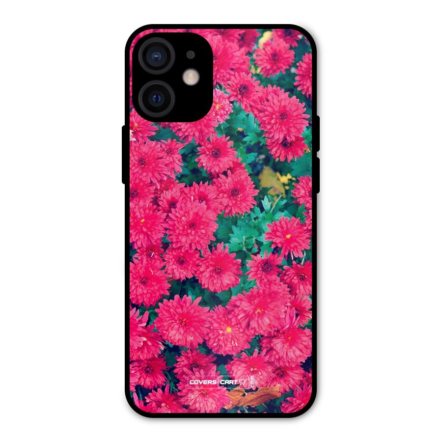 Pink Flowers Metal Back Case for iPhone 12 Mini