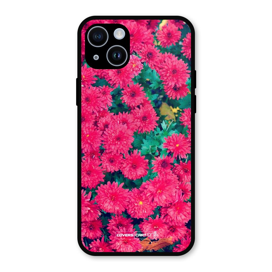 Pink Flowers Metal Back Case for iPhone 14