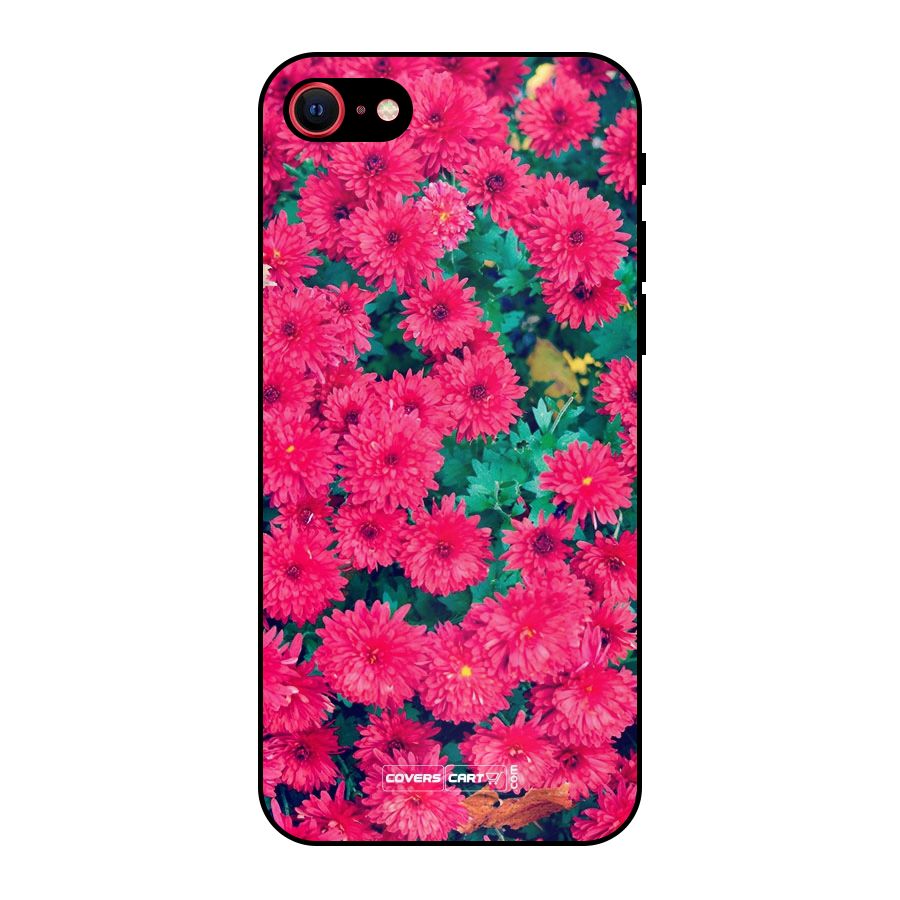 Pink Flowers Metal Back Case for iPhone 7
