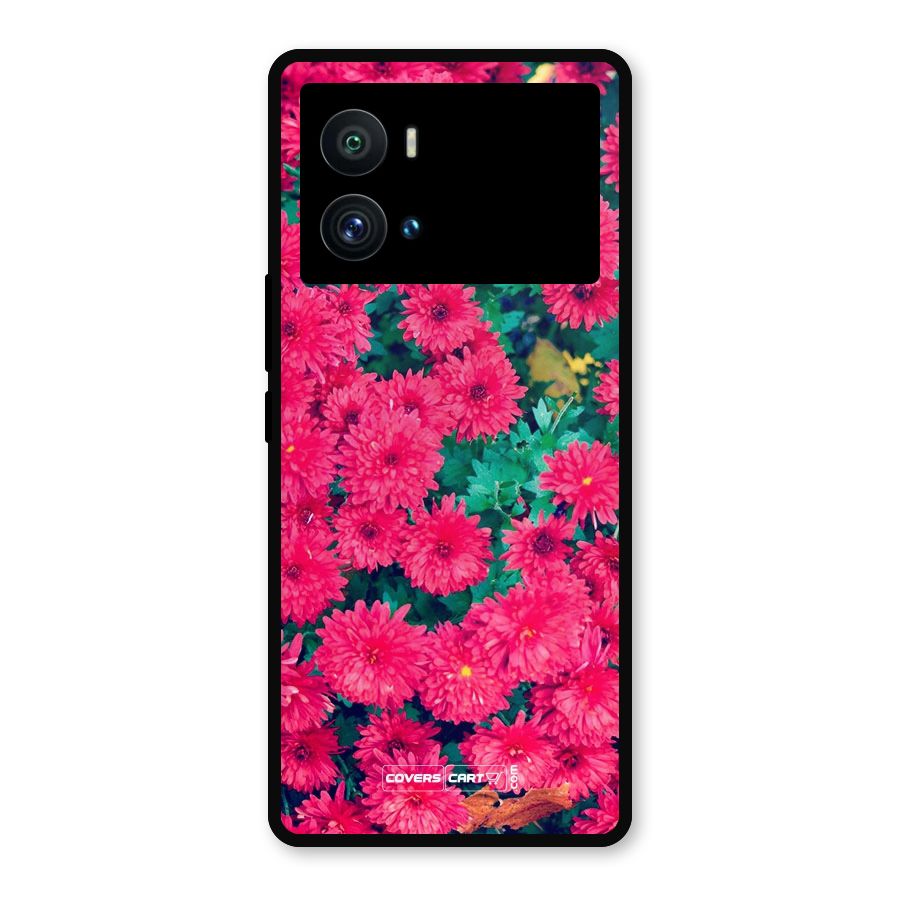 Pink Flowers Metal Back Case for iQOO 9 Pro