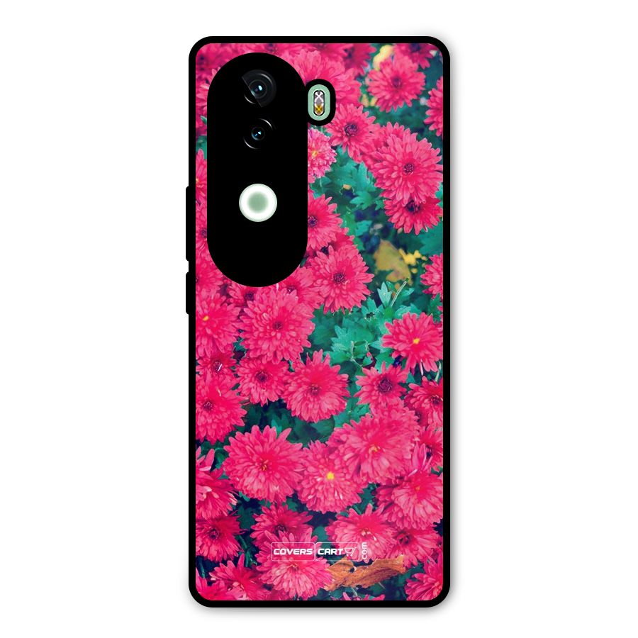 Pink Flowers Metal Back Case for iQOO Z9s