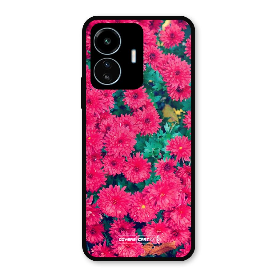 Pink Flowers Metal Back Case for vivo iQOO Z6 Lite 5G