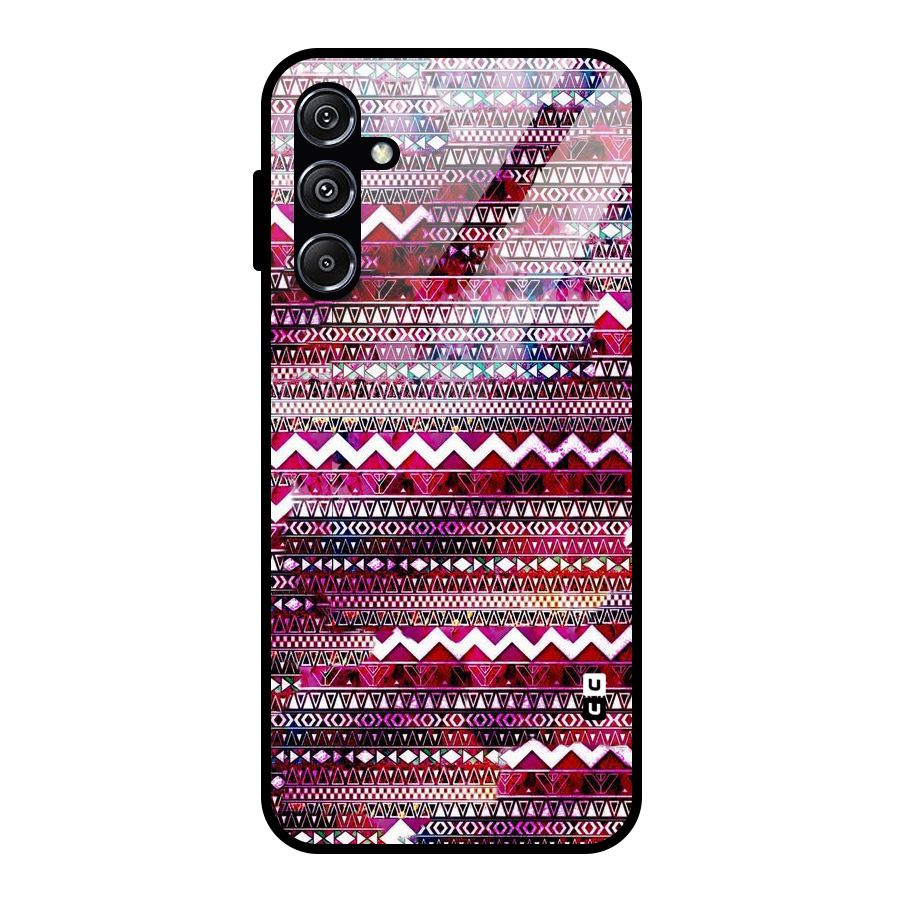 Pink Indie Pattern Glass Back Case for Galaxy M34 5G