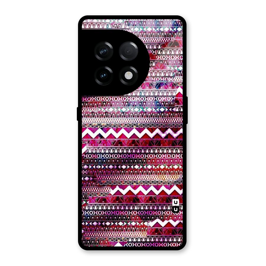 Pink Indie Pattern Glass Back Case for OnePlus 11R