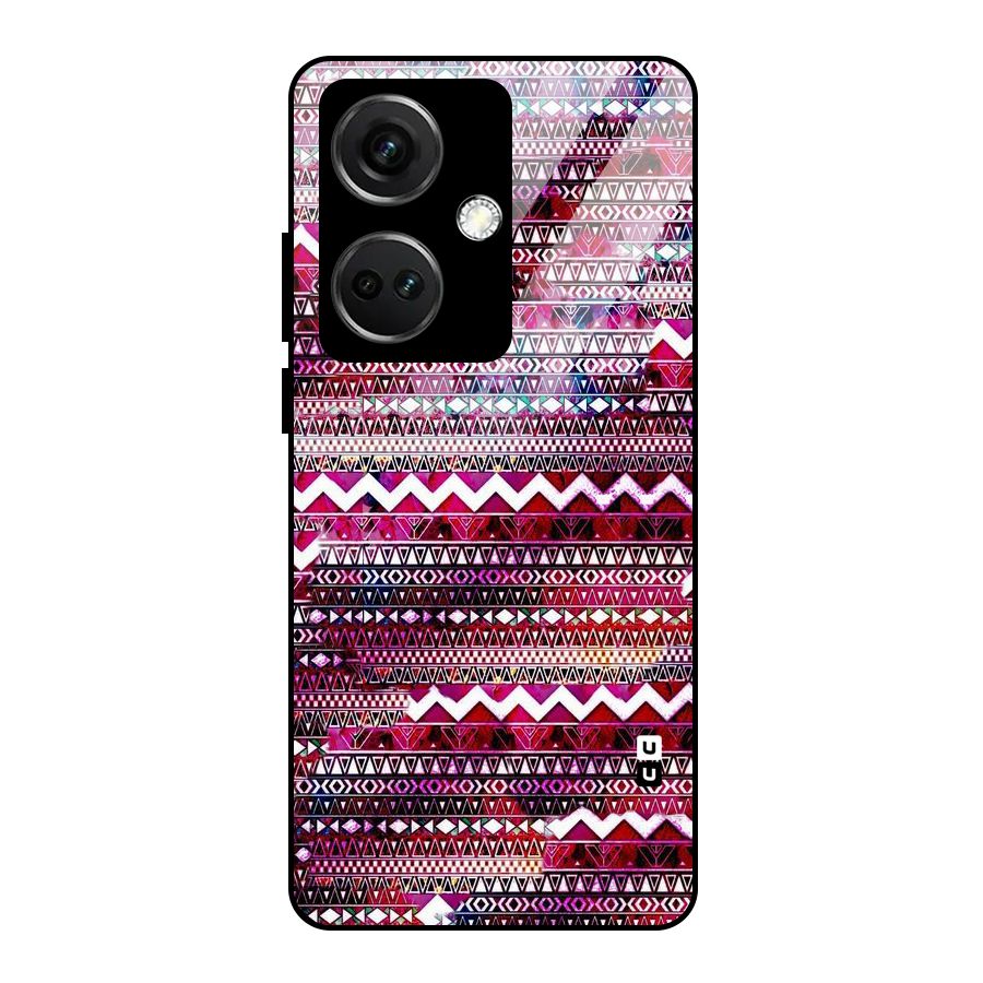 Pink Indie Pattern Glass Back Case for OnePlus Nord CE 3 5G