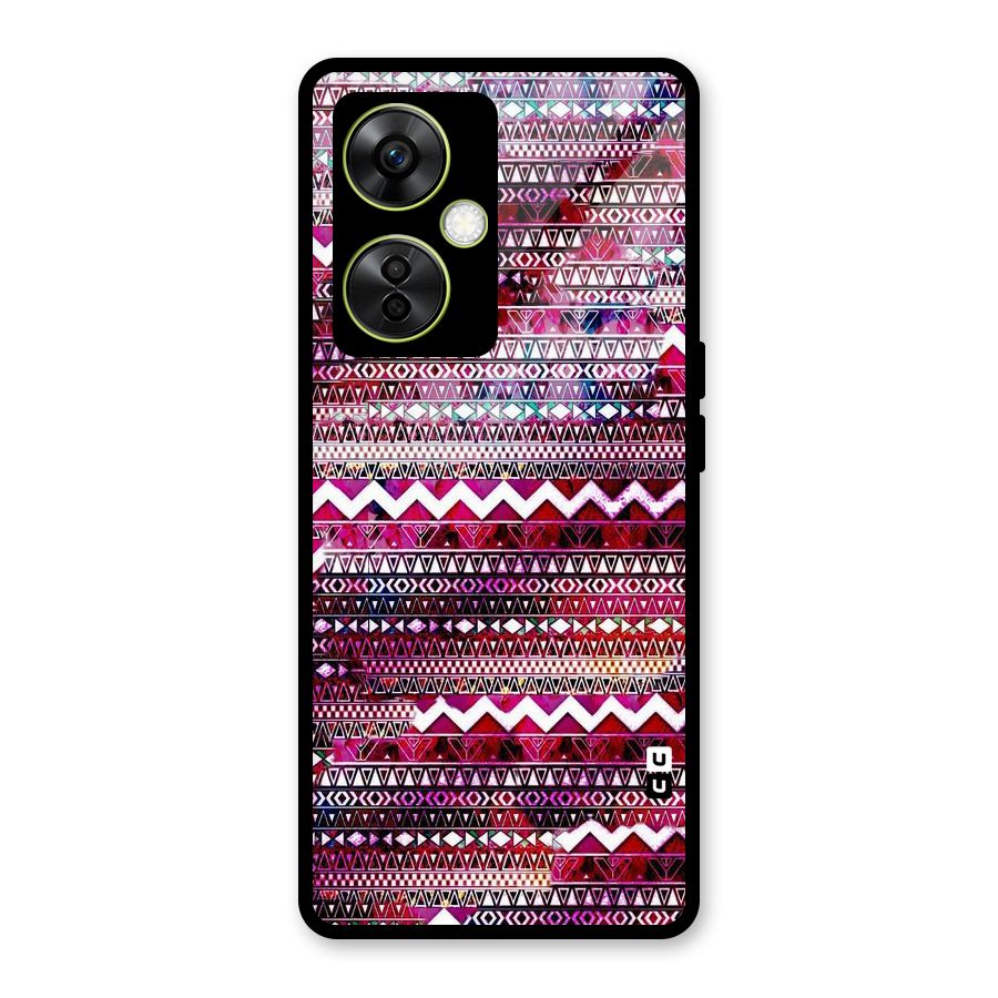 Pink Indie Pattern Glass Back Case for OnePlus Nord CE 3 Lite