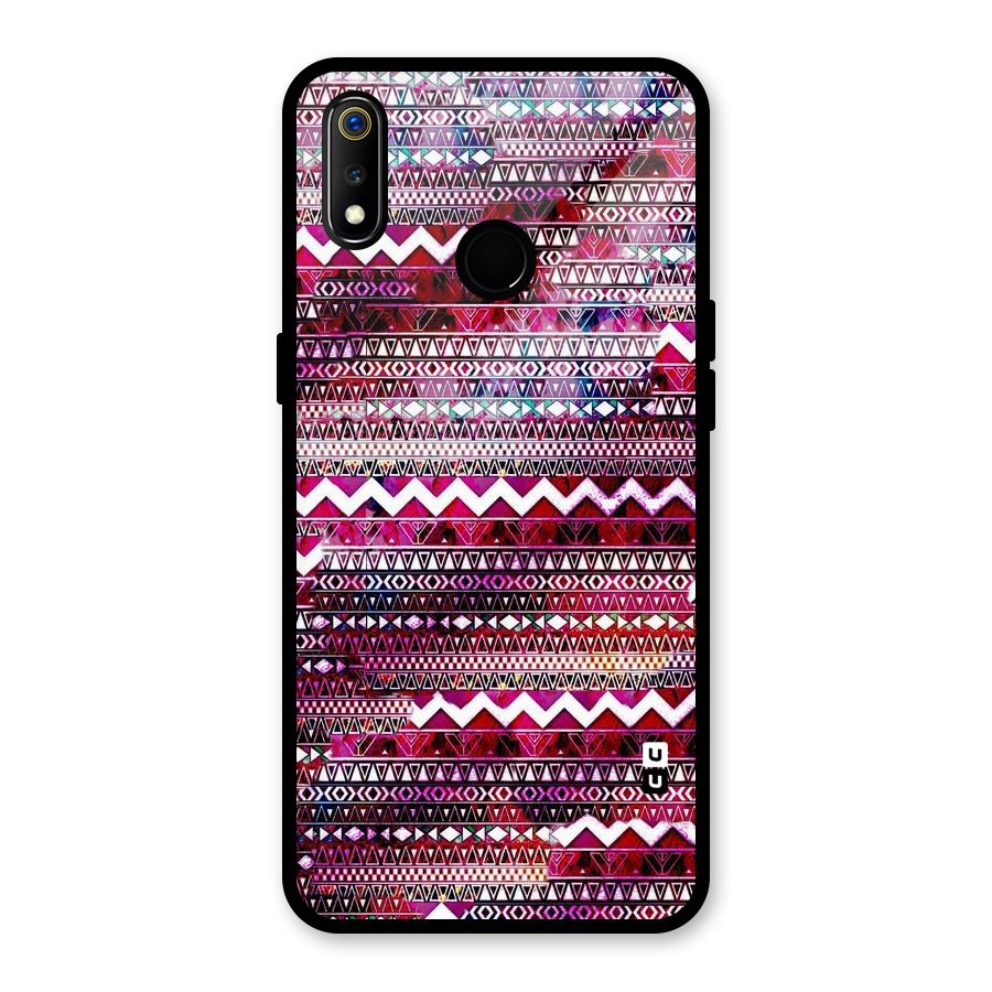 Pink Indie Pattern Glass Back Case for Realme 3i