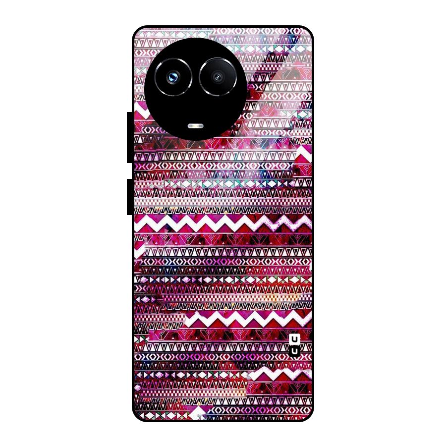 Pink Indie Pattern Glass Back Case for Realme Narzo 60X