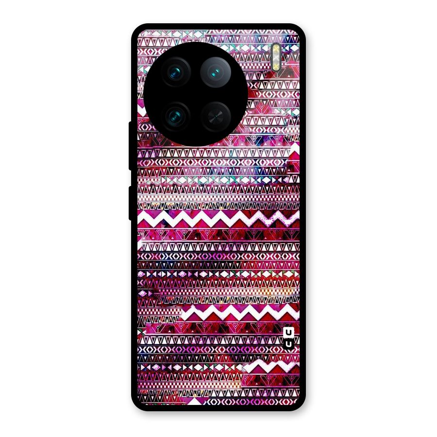 Pink Indie Pattern Glass Back Case for Vivo X90 Pro
