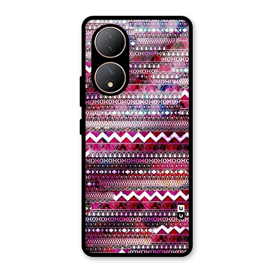Pink Indie Pattern Glass Back Case for Vivo Y100A