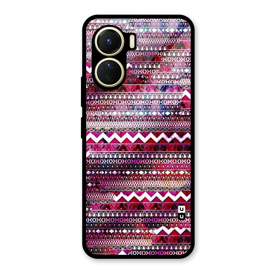 Pink Indie Pattern Glass Back Case for Vivo Y16