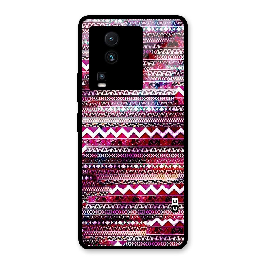 Pink Indie Pattern Glass Back Case for Vivo iQOO Neo 7 Pro