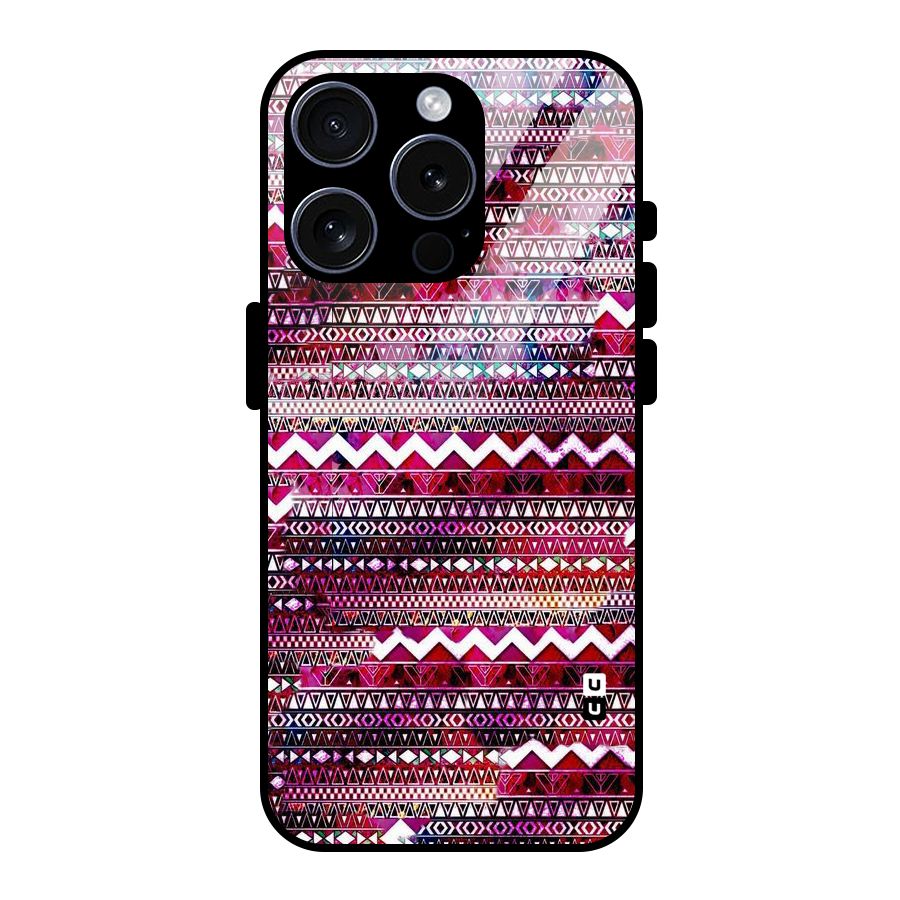 Pink Indie Pattern Glass Back Case for iPhone 15 Pro