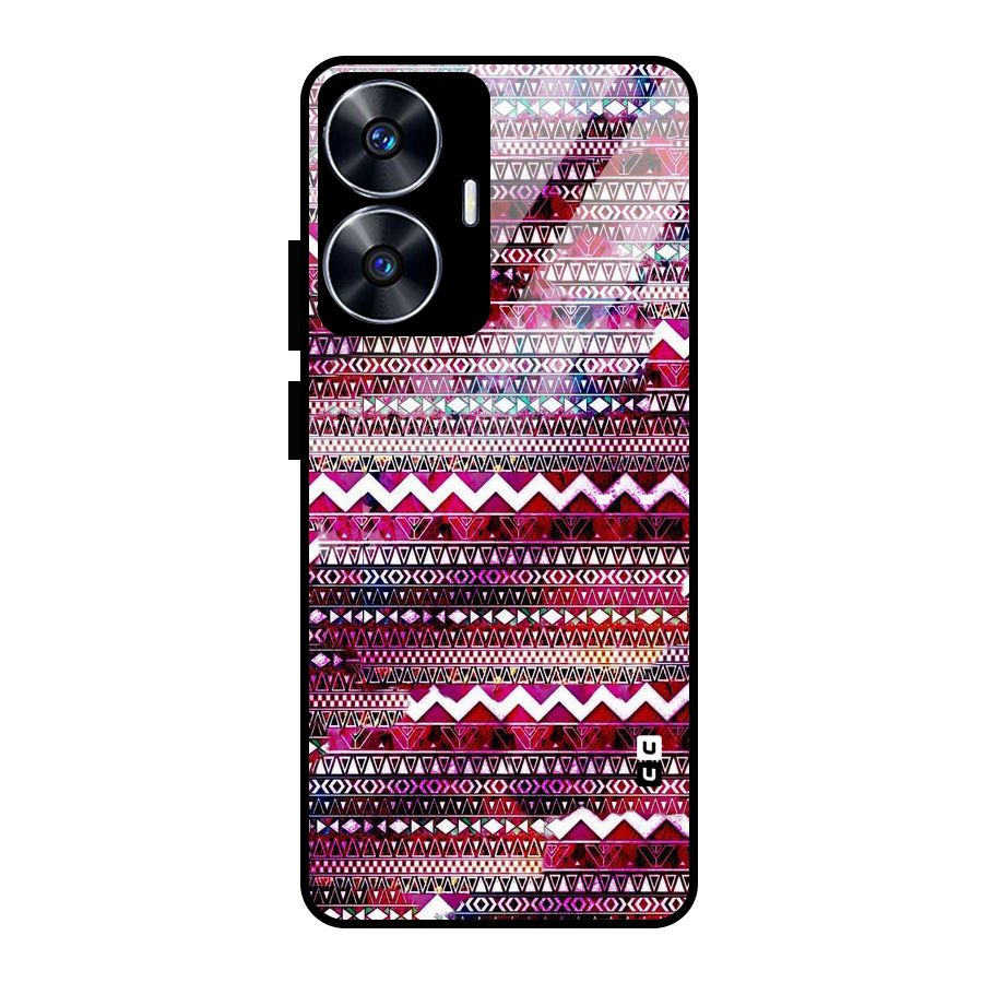Pink Indie Pattern Glass Back Case for realme C55