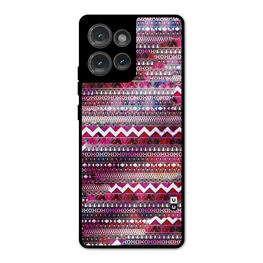 Pink Indie Pattern Metal Back Case for Motorola Edge 50
