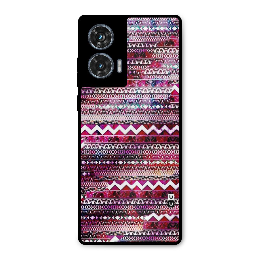 Pink Indie Pattern Metal Back Case for Motorola Edge 50 Fusion