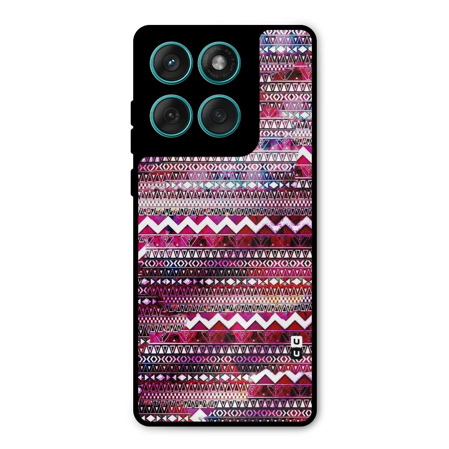 Pink Indie Pattern Metal Back Case for Motorola Edge 60 Fusion