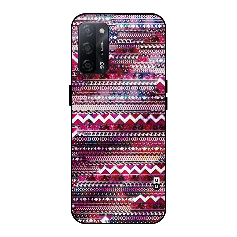 Pink Indie Pattern Metal Back Case for Oppo A53s 5G