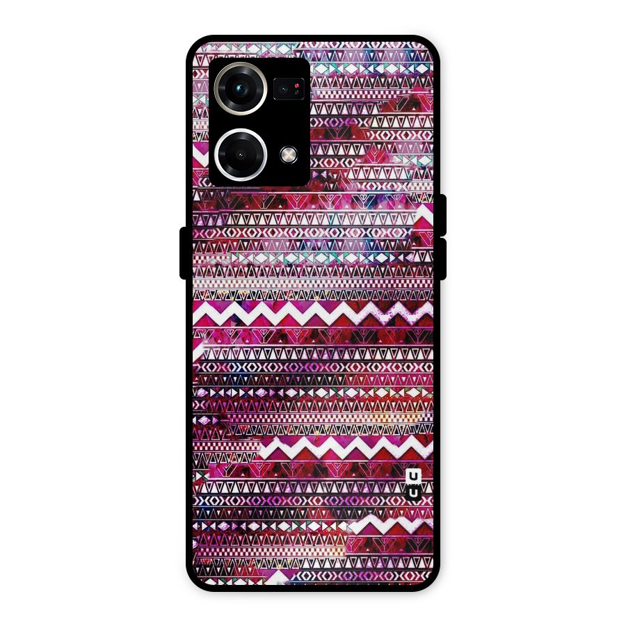 Pink Indie Pattern Metal Back Case for Oppo F21 Pro 4G