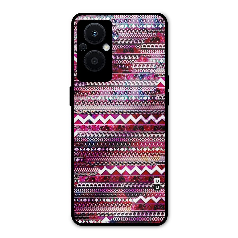 Pink Indie Pattern Metal Back Case for Oppo F21s Pro 5G