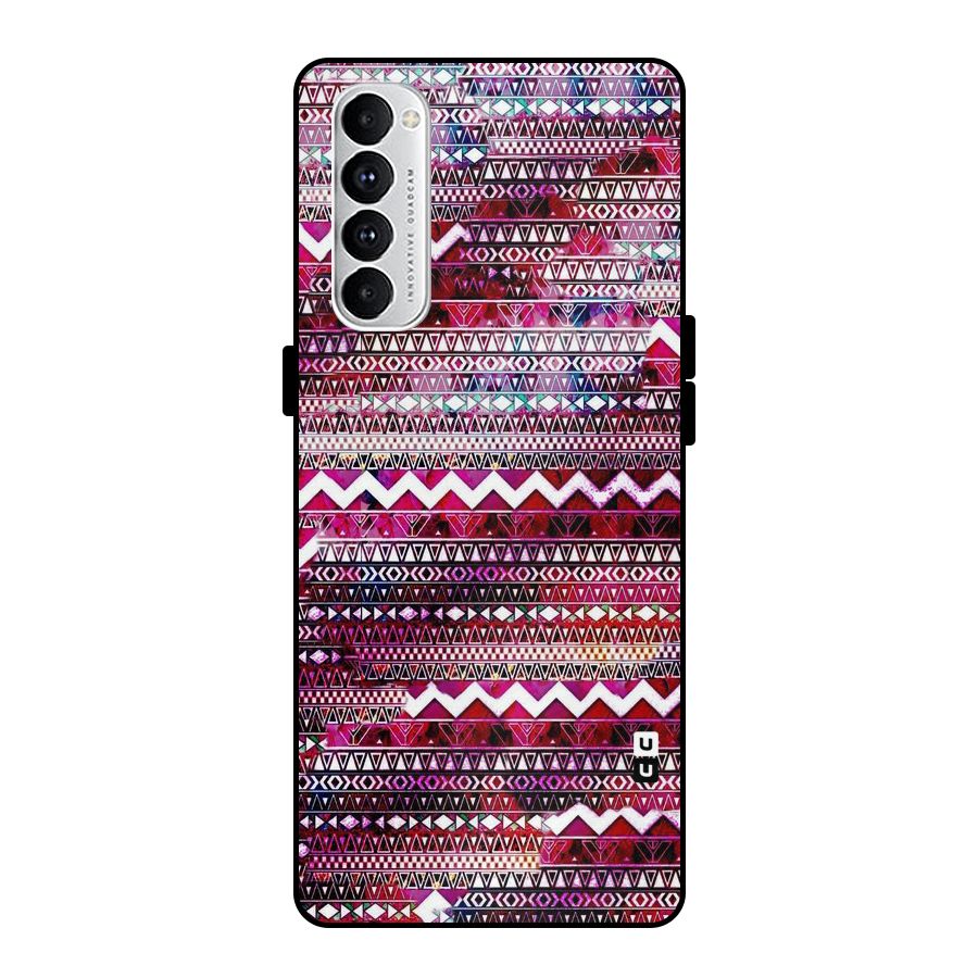 Pink Indie Pattern Metal Back Case for Oppo Reno4 Pro