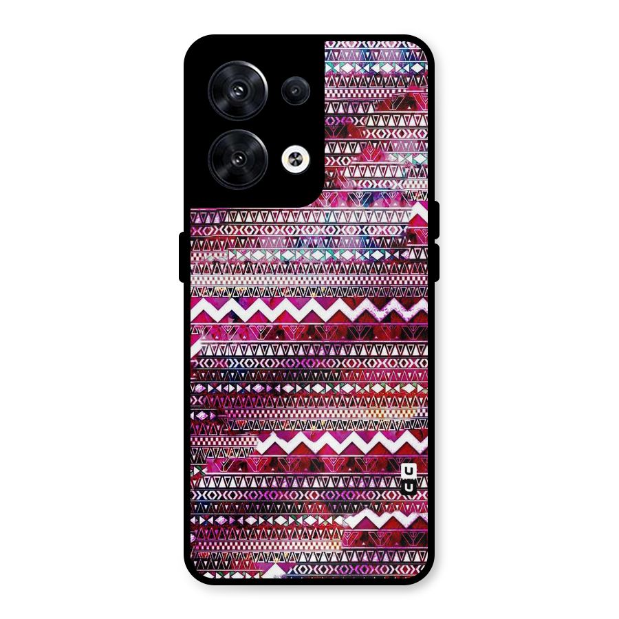 Pink Indie Pattern Metal Back Case for Oppo Reno8 5G