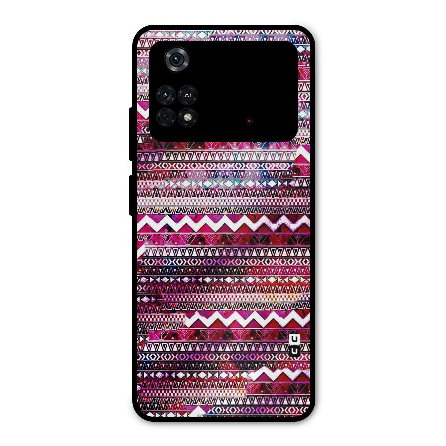 Pink Indie Pattern Metal Back Case for Poco M4 Pro 4G