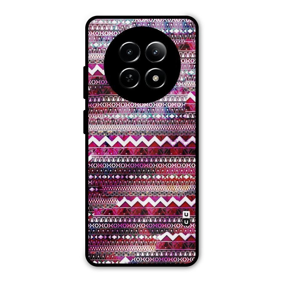 Pink Indie Pattern Metal Back Case for Realme 12x 5G