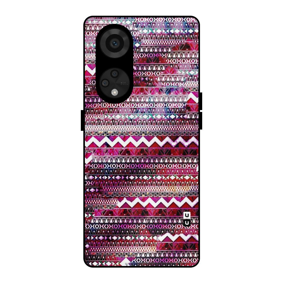 Pink Indie Pattern Metal Back Case for Reno8 T 5G