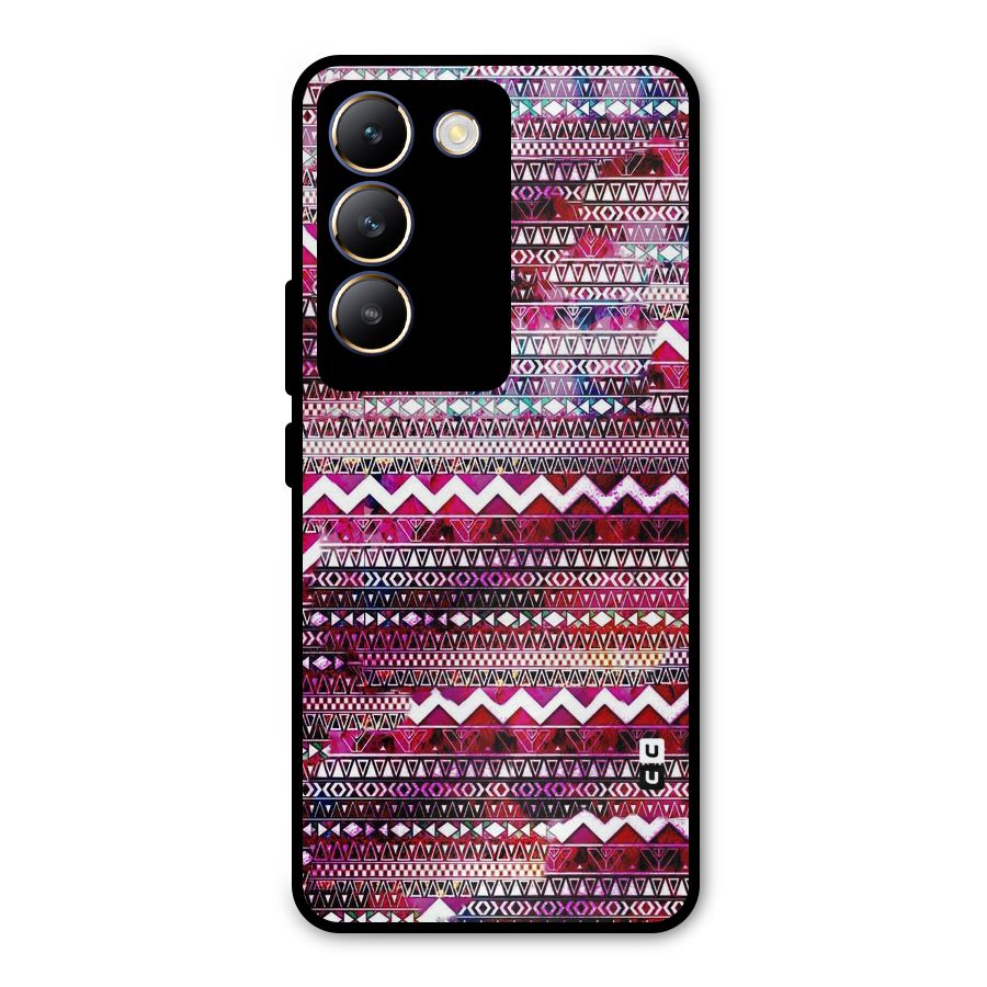Pink Indie Pattern Metal Back Case for Vivo T3 5G