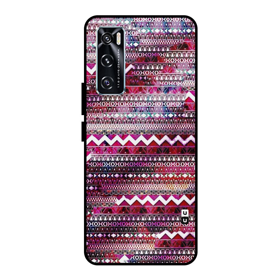 Pink Indie Pattern Metal Back Case for Vivo V20 SE