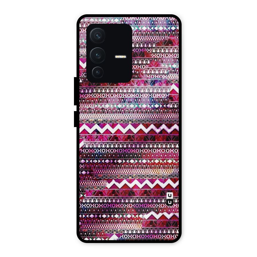 Pink Indie Pattern Metal Back Case for Vivo V23 5G