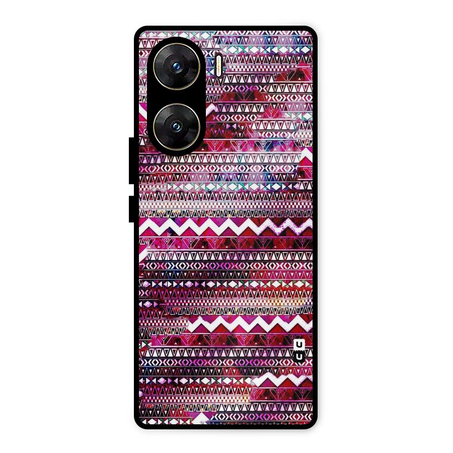Pink Indie Pattern Metal Back Case for Vivo V29e