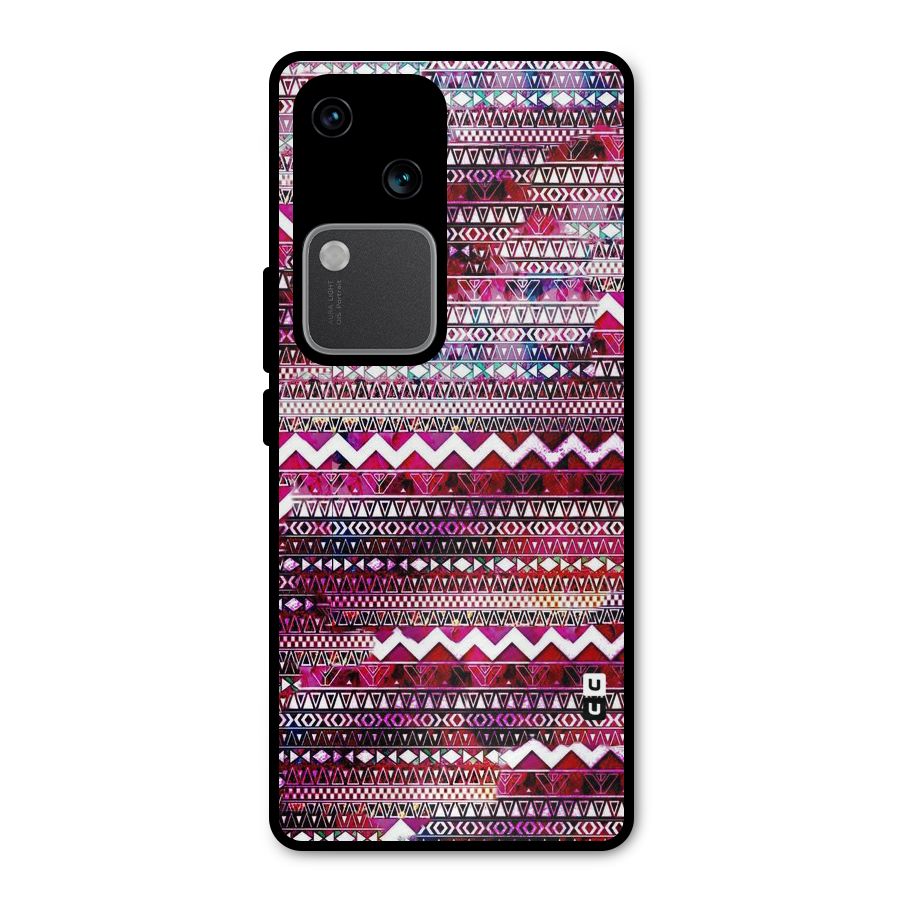Pink Indie Pattern Metal Back Case for Vivo V30