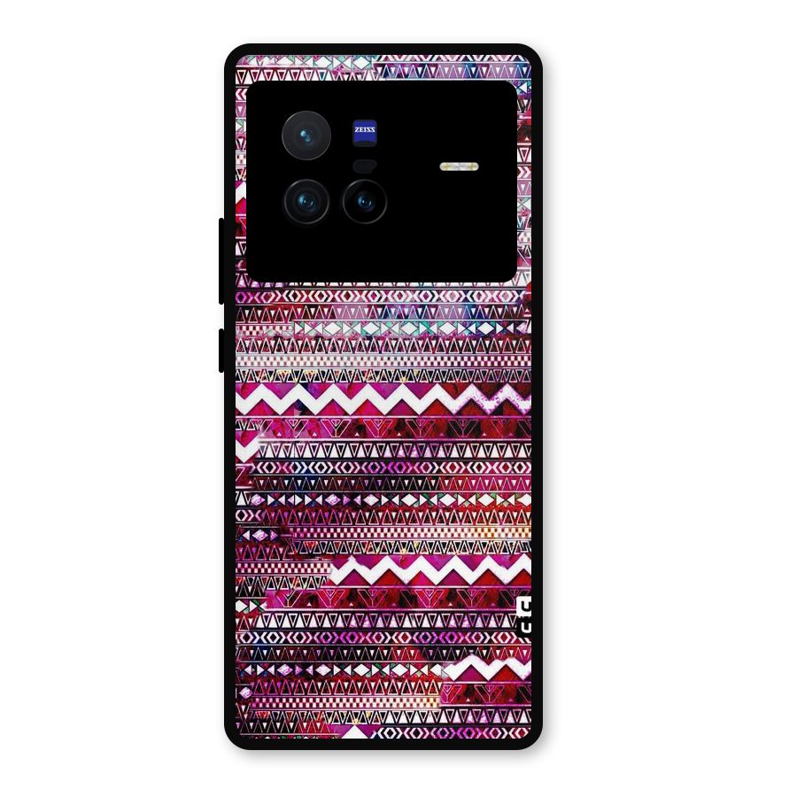 Pink Indie Pattern Metal Back Case for Vivo X80