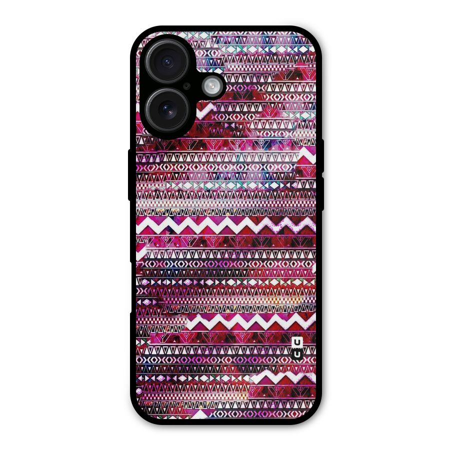 Pink Indie Pattern Metal Back Case for iPhone 16