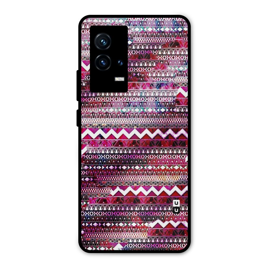 Pink Indie Pattern Metal Back Case for iQOO 9 5G
