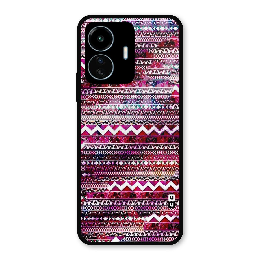 Pink Indie Pattern Metal Back Case for vivo iQOO Z6 Lite 5G