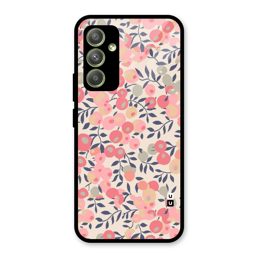 Pink Leaf Pattern Glass Back Case for Galaxy A54