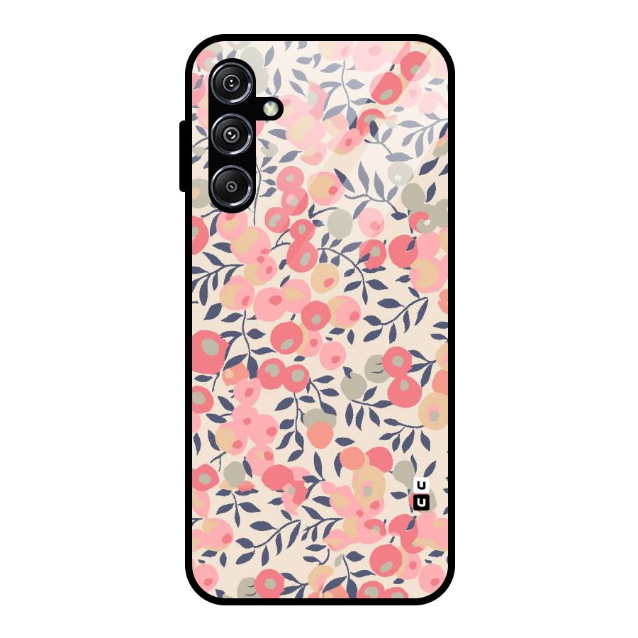 Pink Leaf Pattern Glass Back Case for Galaxy M34 5G