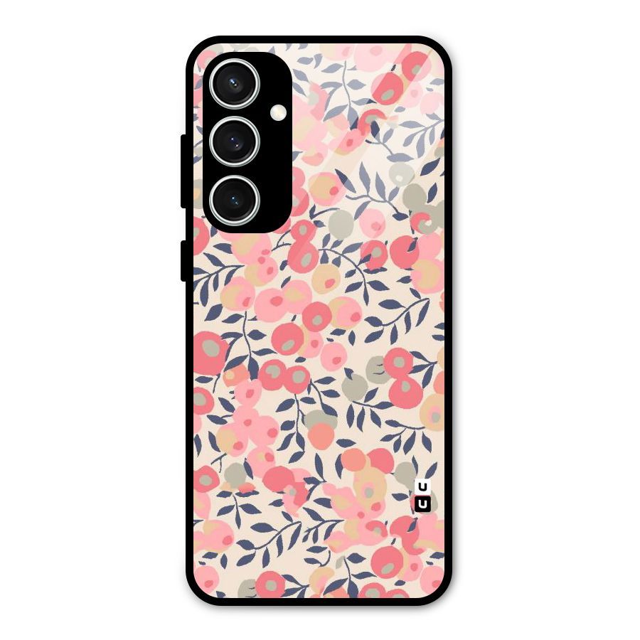 Pink Leaf Pattern Glass Back Case for Galaxy S23 FE