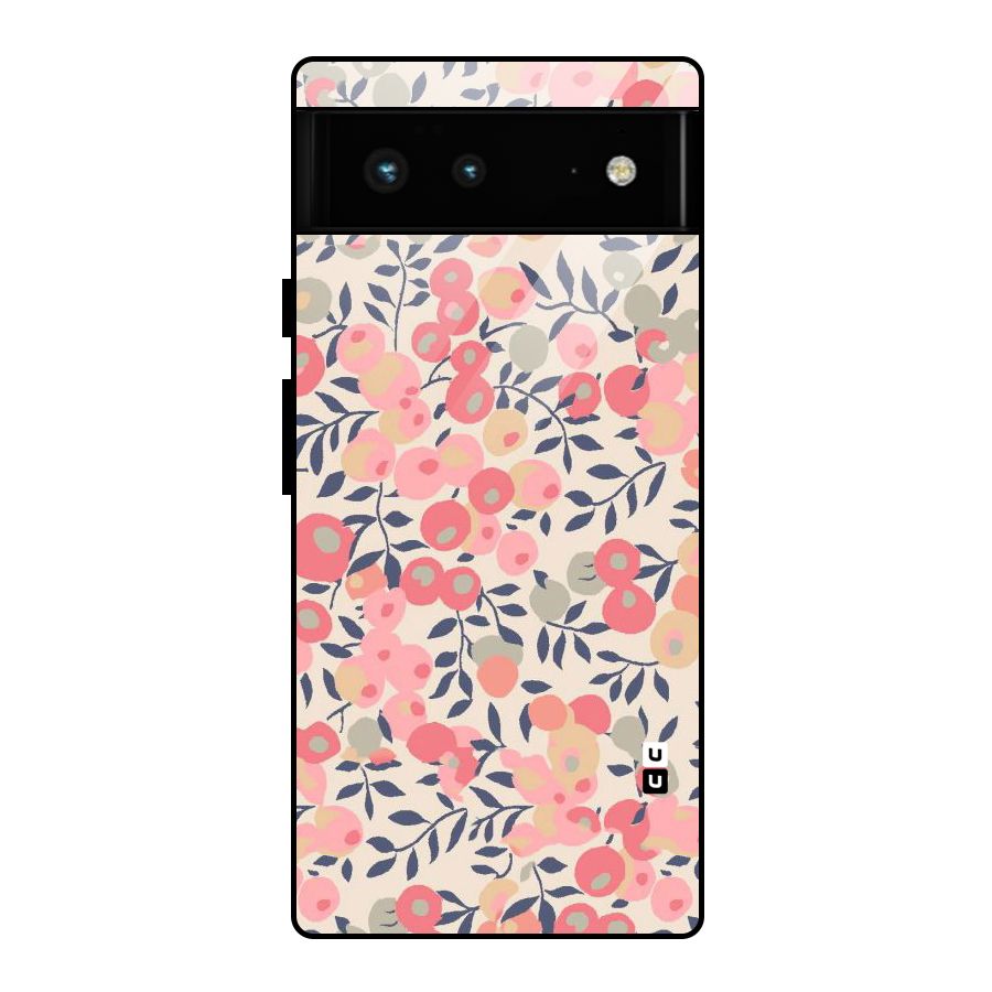 Pink Leaf Pattern Glass Back Case for Google Pixel 6